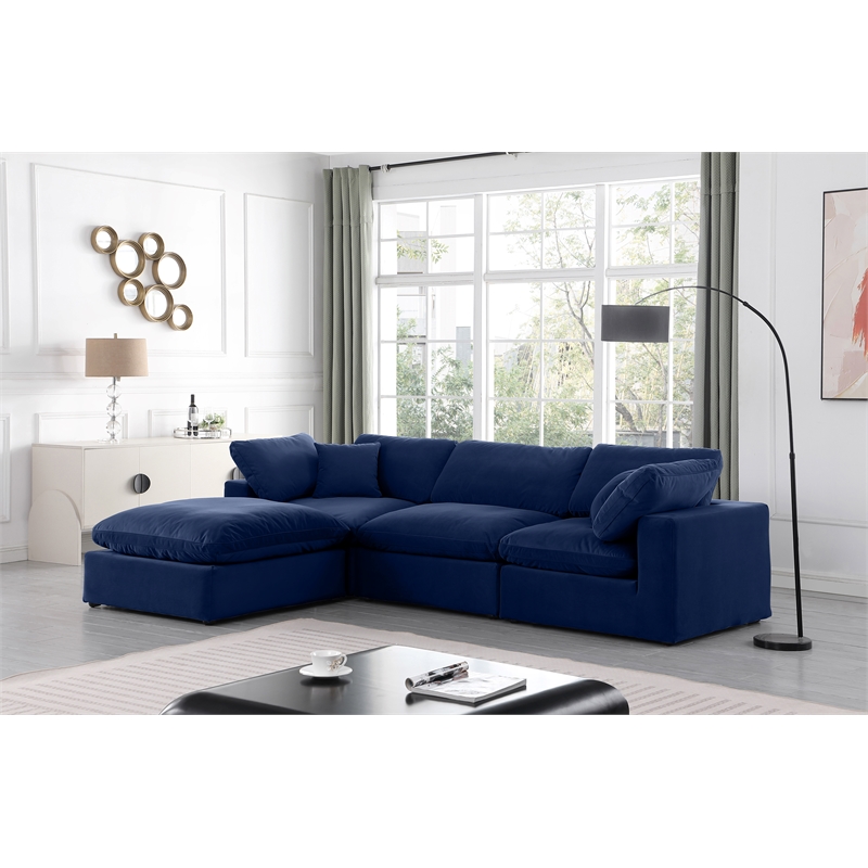 Meridian Furniture Comfy Navy Velvet 4-Pc. Modular Sectional