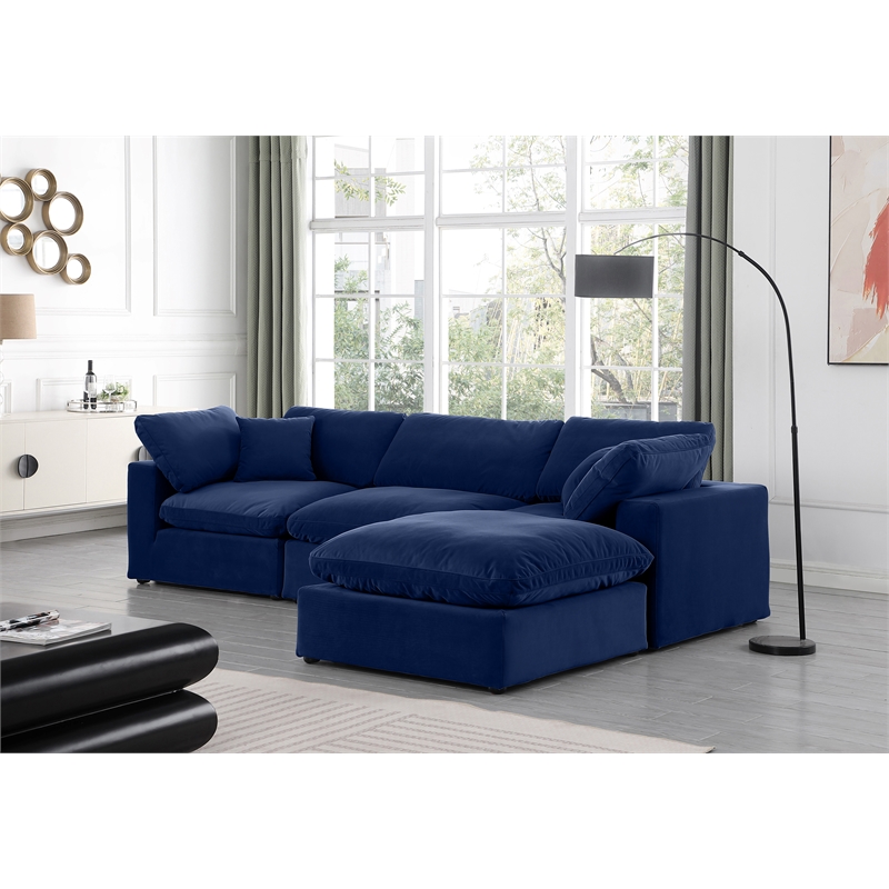 Meridian Furniture Comfy Navy Velvet 4-Pc. Modular Sectional