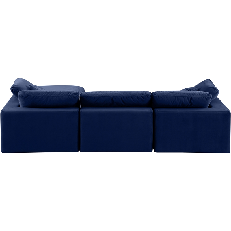 Meridian Furniture Comfy Navy Velvet 4-Pc. Modular Sectional