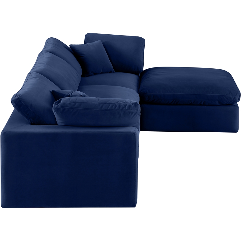 Meridian Furniture Comfy Navy Velvet 4-Pc. Modular Sectional