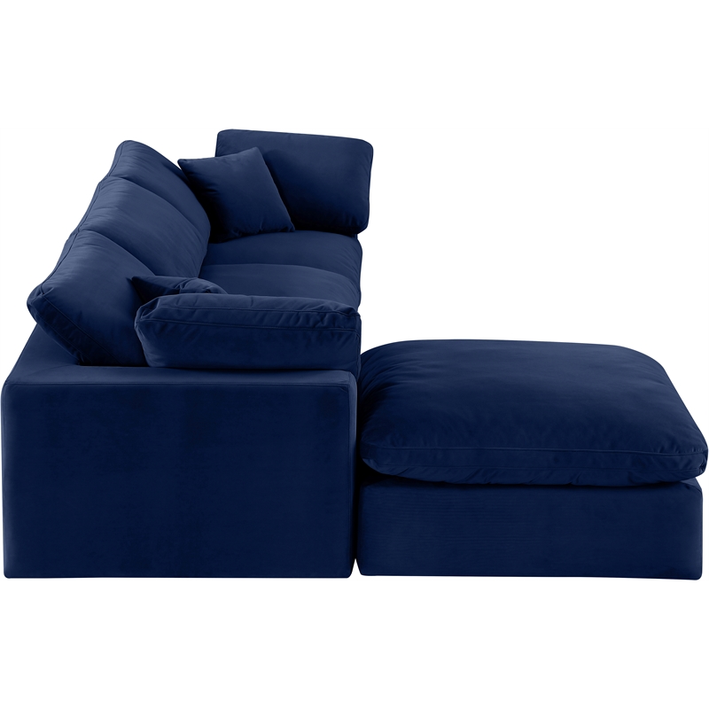Meridian Furniture Comfy Navy Velvet 4-Pc. Modular Sectional