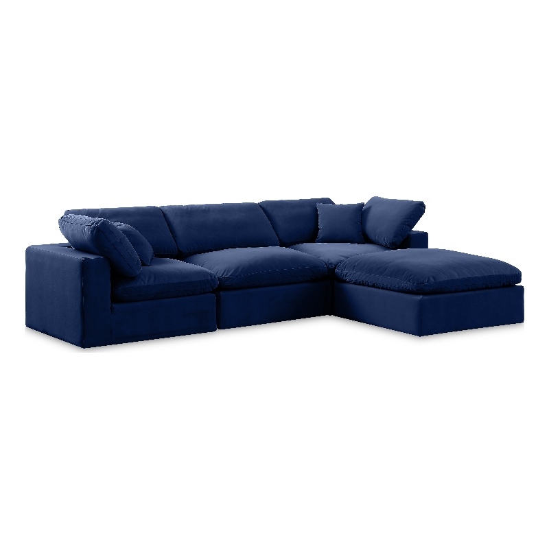 Meridian Furniture Comfy Navy Velvet 4-Pc. Modular Sectional