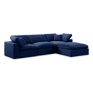 Meridian Furniture Comfy Navy Velvet 4-Pc. Modular Sectional