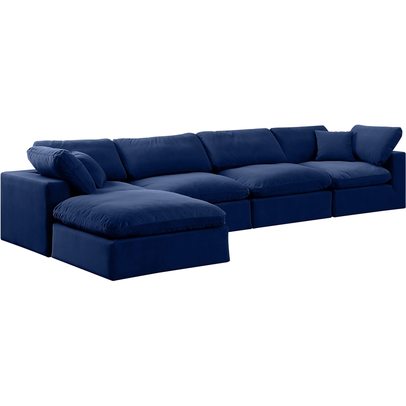 Meridian Furniture Comfy Navy Velvet 5-Pc. Modular Sectional