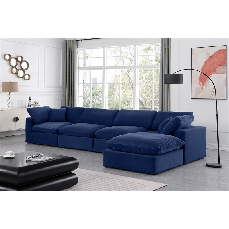 Meridian Furniture Comfy Navy Velvet 5-Pc. Modular Sectional