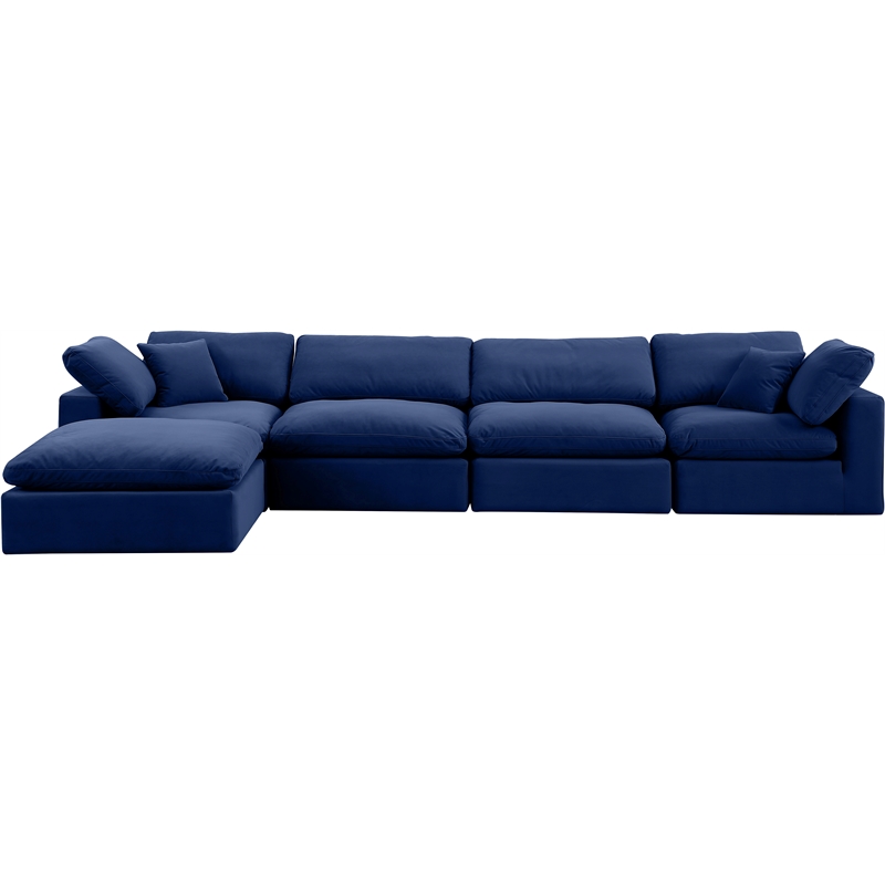 Meridian Furniture Comfy Navy Velvet 5-Pc. Modular Sectional
