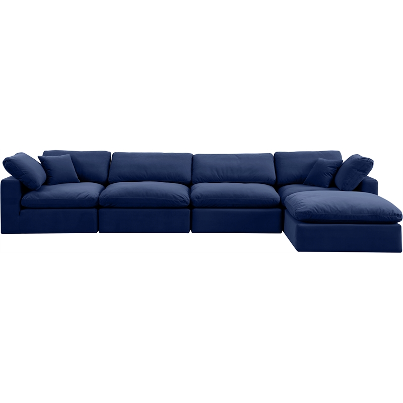 Meridian Furniture Comfy Navy Velvet 5-Pc. Modular Sectional