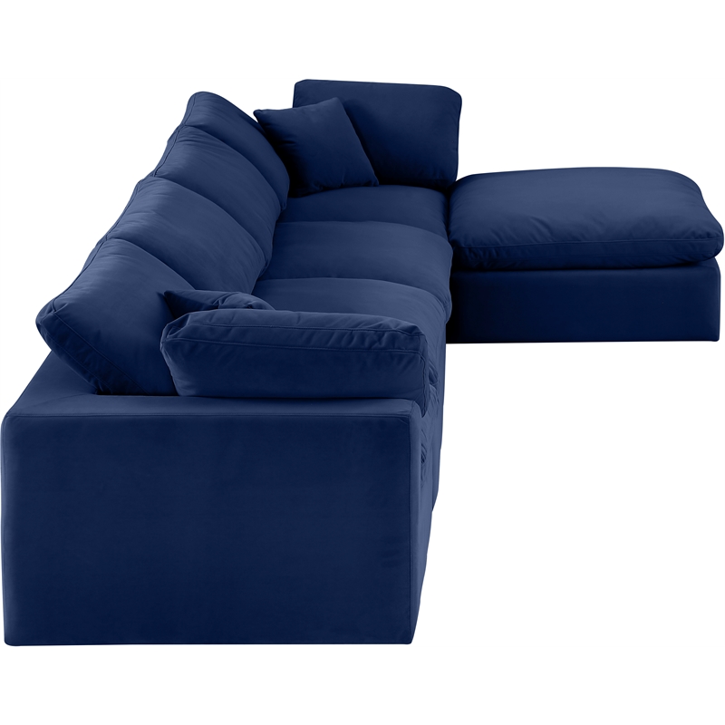 Meridian Furniture Comfy Navy Velvet 5-Pc. Modular Sectional