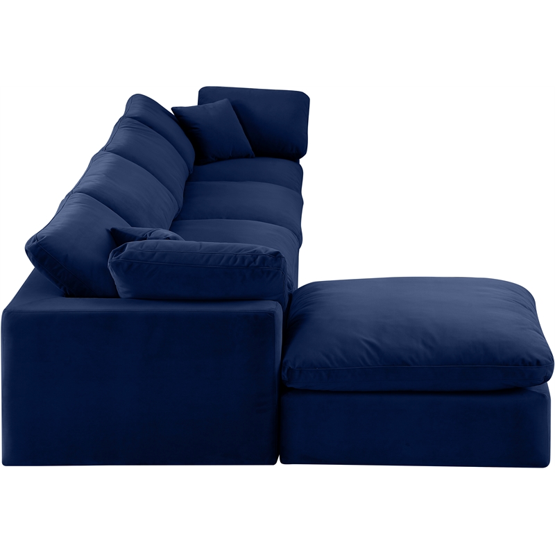 Meridian Furniture Comfy Navy Velvet 5-Pc. Modular Sectional