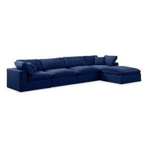 Meridian Furniture Comfy Navy Velvet 5-Pc. Modular Sectional