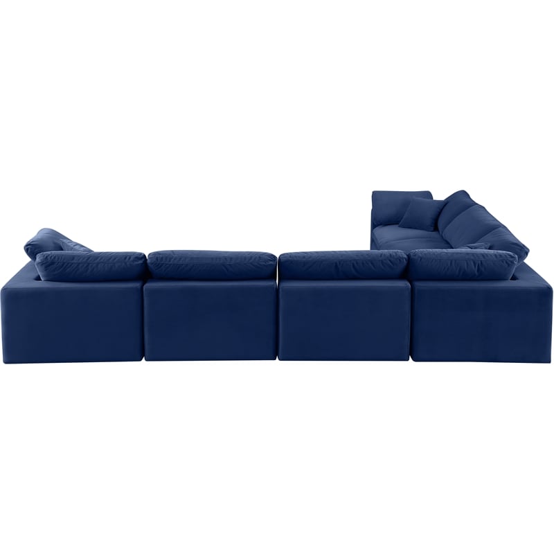 Meridian Furniture Comfy Navy Velvet 6-Pc. Modular Sectional