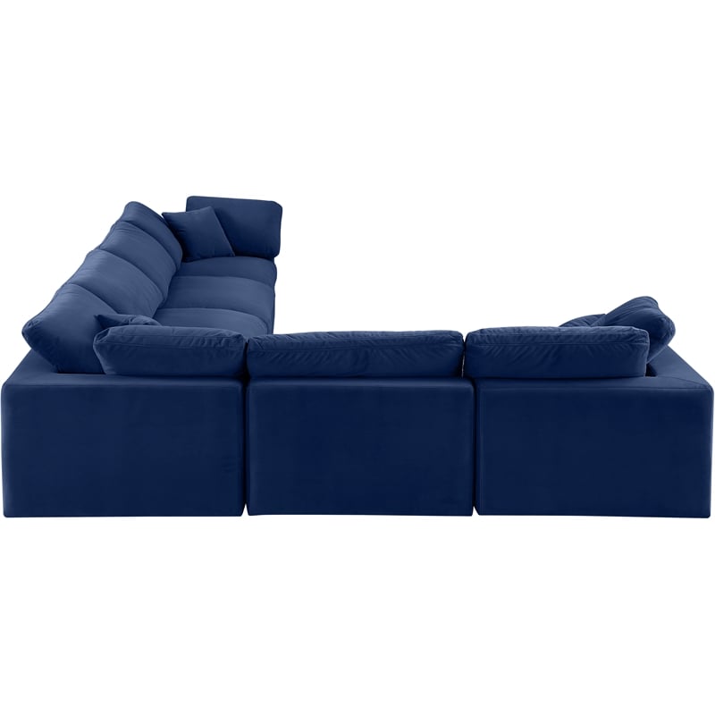 Meridian Furniture Comfy Navy Velvet 6-Pc. Modular Sectional