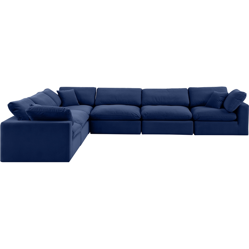 Meridian Furniture Comfy Navy Velvet 6-Pc. Modular Sectional