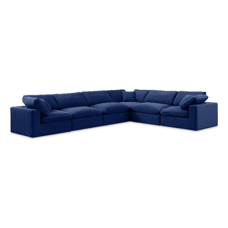 Meridian Furniture Comfy Navy Velvet 6-Pc. Modular Sectional