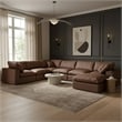 Meridian Furniture Comfy Brown Vegan Leather 7-Pc. Modular Sectional