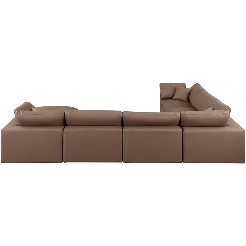 Meridian Furniture Comfy Brown Vegan Leather 7-Pc. Modular Sectional