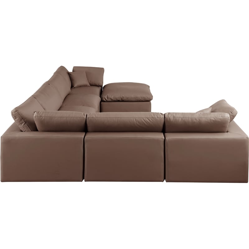 Meridian Furniture Comfy Brown Vegan Leather 7-Pc. Modular Sectional