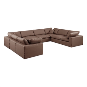 Meridian Furniture Comfy Brown Vegan Leather 8-Pc. Modular Sectional