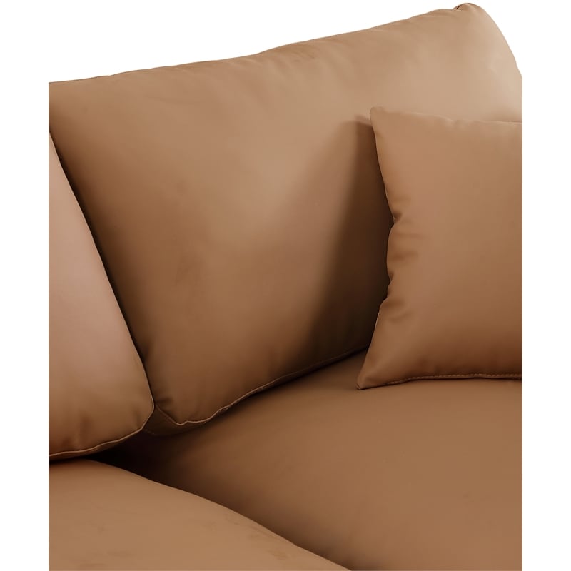 Meridian Furniture Comfy Cognac Vegan Leather 3-Pc. Modular Sofa