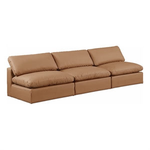 Meridian Furniture Comfy Cognac Vegan Leather 3-Pc. Modular Sofa