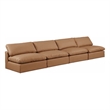 Meridian Furniture Comfy Cognac Vegan Leather 4-Pc. Modular Sofa