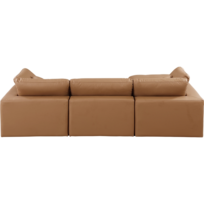 Meridian Furniture Comfy Cognac Vegan Leather 4-Pc. Modular Sectional