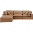 Meridian Furniture Comfy Cognac Vegan Leather 4-Pc. Modular Sectional