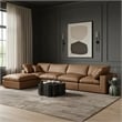 Meridian Furniture Comfy Cognac Vegan Leather 5-Pc. Modular Sectional