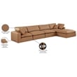 Meridian Furniture Comfy Cognac Vegan Leather 5-Pc. Modular Sectional