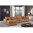 Meridian Furniture Comfy Cognac Vegan Leather 5-Pc. Modular Sectional