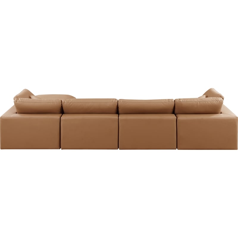 Meridian Furniture Comfy Cognac Vegan Leather 5-Pc. Modular Sectional