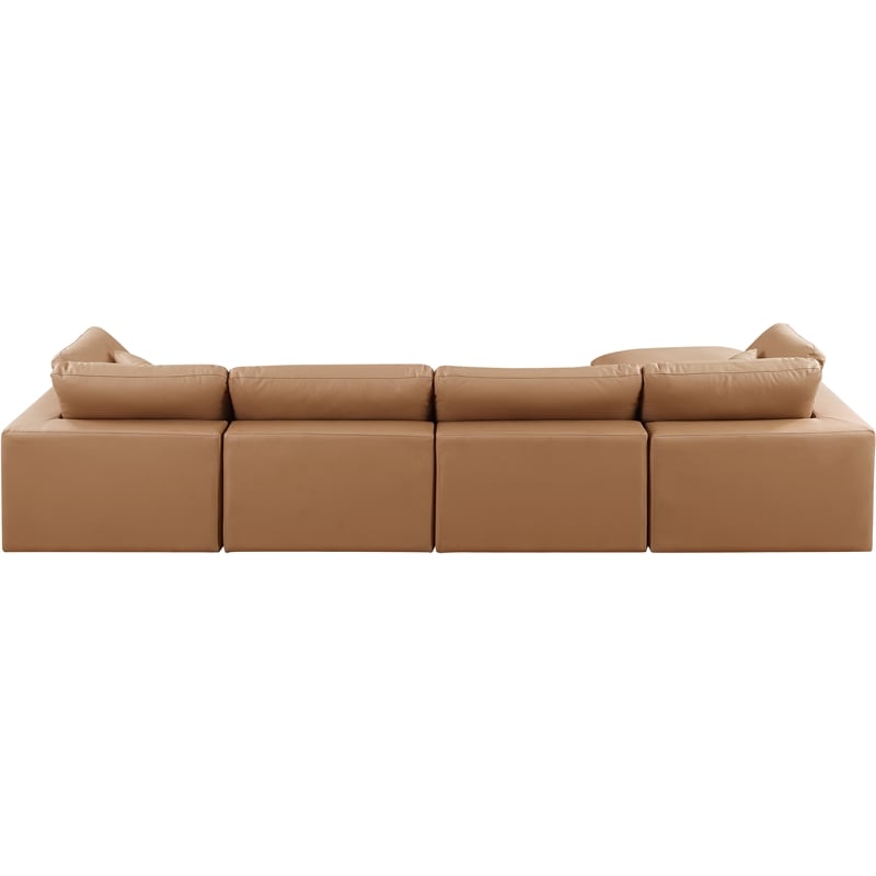 Meridian Furniture Comfy Cognac Vegan Leather 5-Pc. Modular Sectional