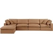 Meridian Furniture Comfy Cognac Vegan Leather 5-Pc. Modular Sectional