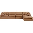 Meridian Furniture Comfy Cognac Vegan Leather 5-Pc. Modular Sectional