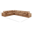 Meridian Furniture Comfy Cognac Vegan Leather 6-Pc. Modular Sectional
