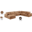 Meridian Furniture Comfy Cognac Vegan Leather 7-Pc. Modular Sectional