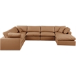 Meridian Furniture Comfy Cognac Vegan Leather 7-Pc. Modular Sectional