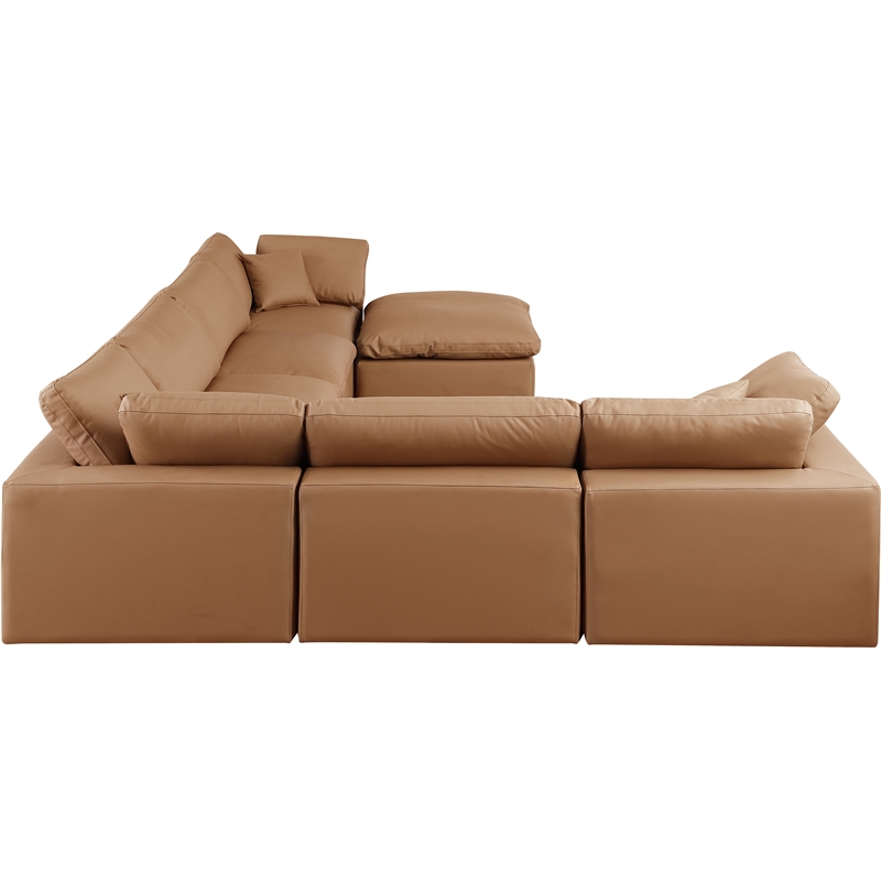 Meridian Furniture Comfy Cognac Vegan Leather 7-Pc. Modular Sectional