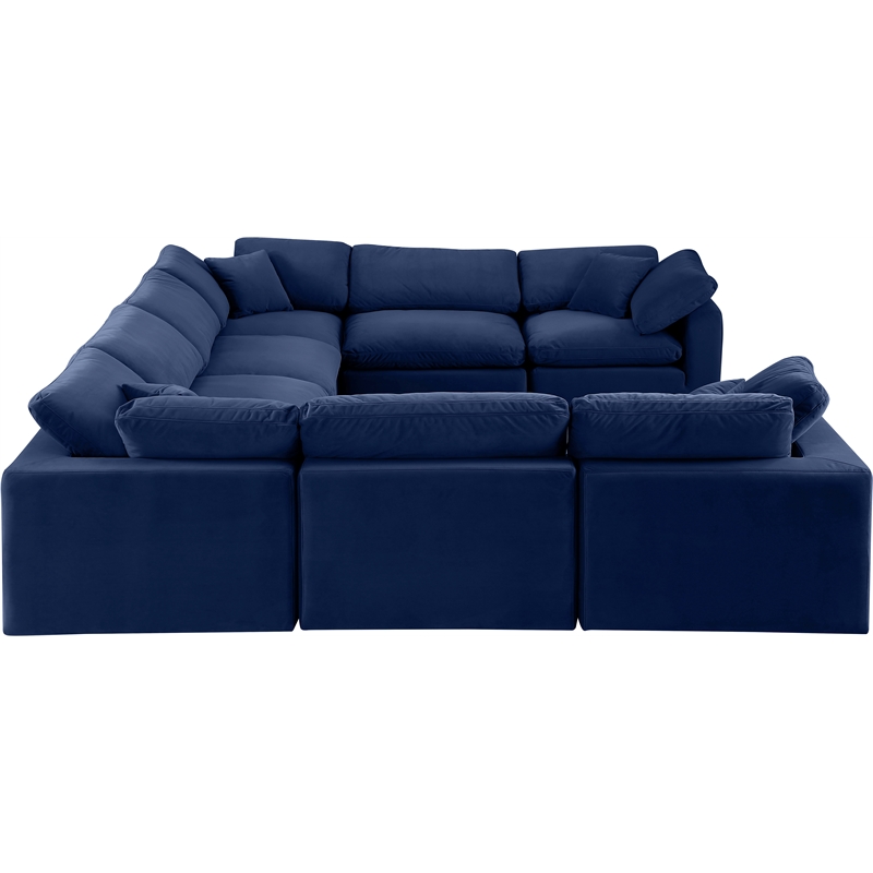 Meridian Furniture Comfy Navy Velvet 8-Pc. Modular Sectional