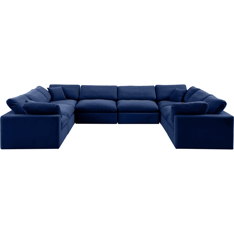 Meridian Furniture Comfy Navy Velvet 8-Pc. Modular Sectional