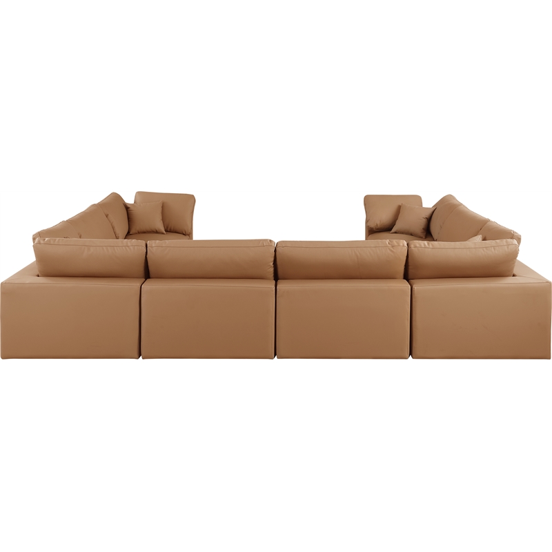 Meridian Furniture Comfy Cognac Vegan Leather 8-Pc. Modular Sectional