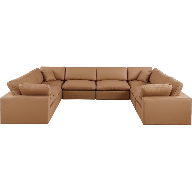 Meridian Furniture Comfy Cognac Vegan Leather 8-Pc. Modular Sectional
