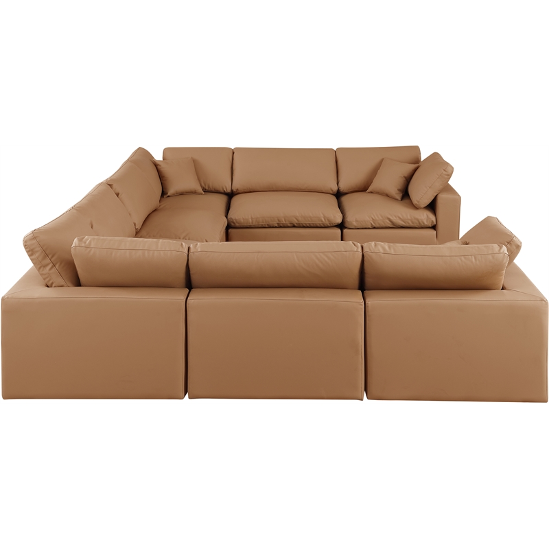 Meridian Furniture Comfy Cognac Vegan Leather 8-Pc. Modular Sectional