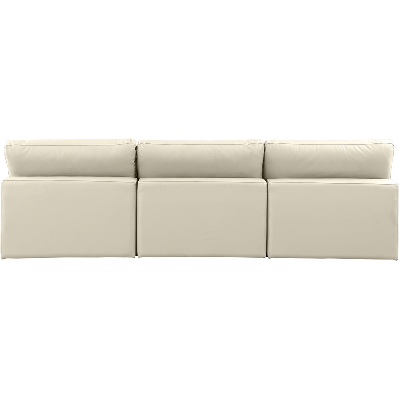 Meridian Furniture Comfy Cream Vegan Leather 3-Pc. Modular Sofa