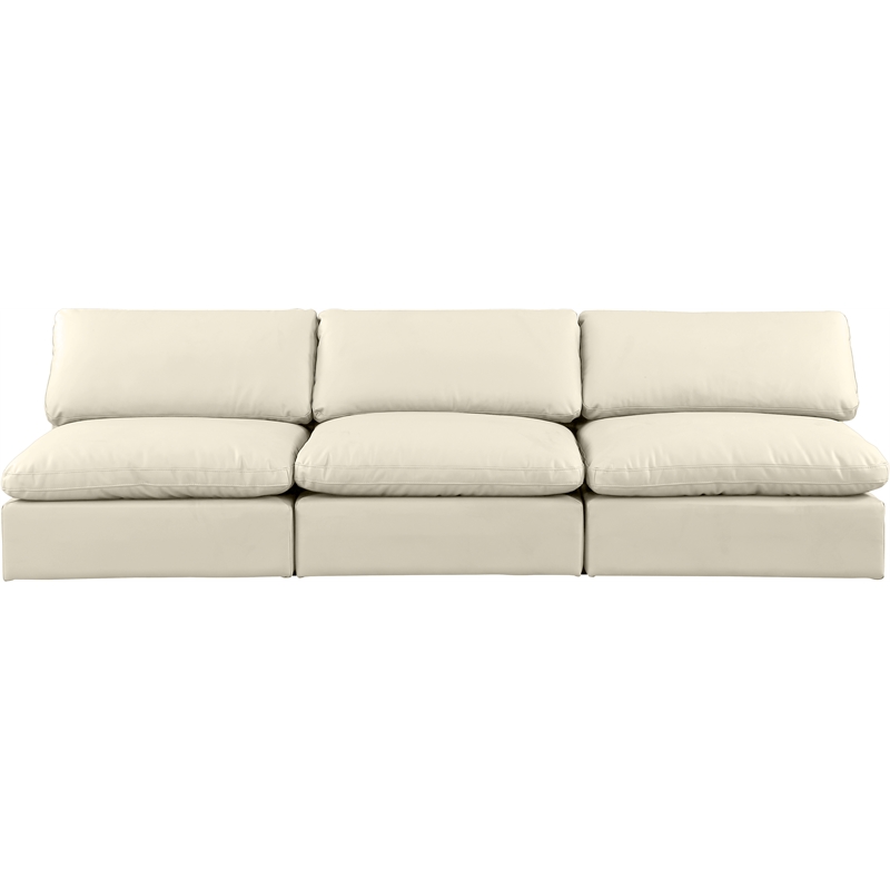 Meridian Furniture Comfy Cream Vegan Leather 3-Pc. Modular Sofa