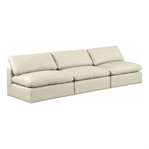 Meridian Furniture Comfy Cream Vegan Leather 3-Pc. Modular Sofa