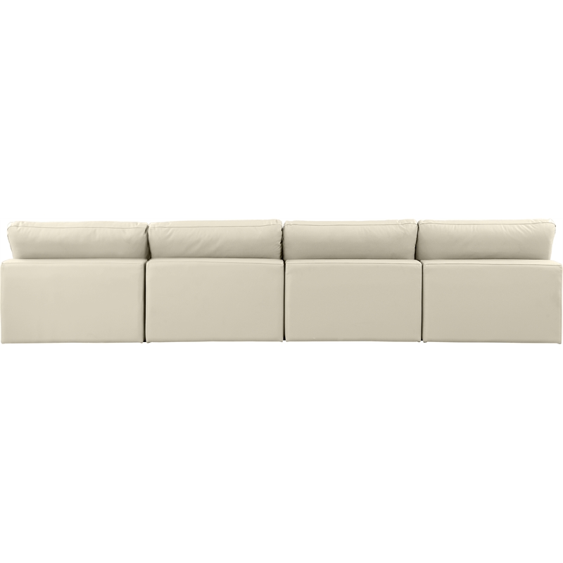 Meridian Furniture Comfy Cream Vegan Leather 4-Pc. Modular Sofa