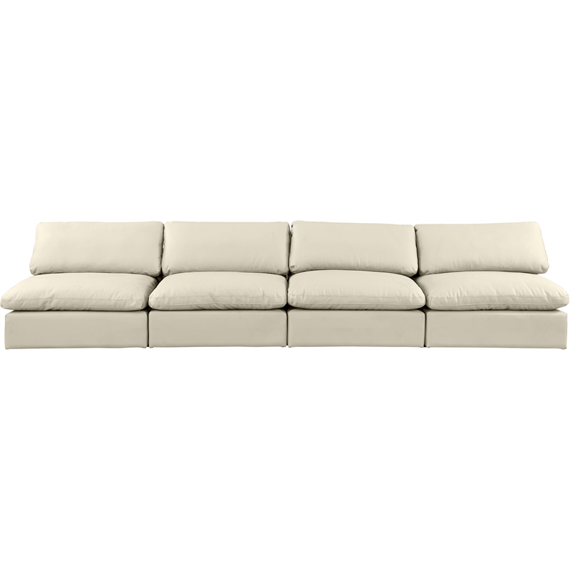 Meridian Furniture Comfy Cream Vegan Leather 4-Pc. Modular Sofa