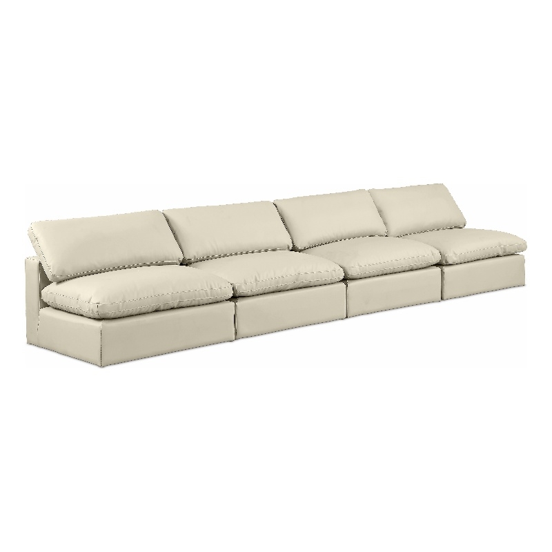 Meridian Furniture Comfy Cream Vegan Leather 4-Pc. Modular Sofa