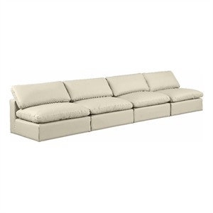 Meridian Furniture Comfy Cream Vegan Leather 4-Pc. Modular Sofa